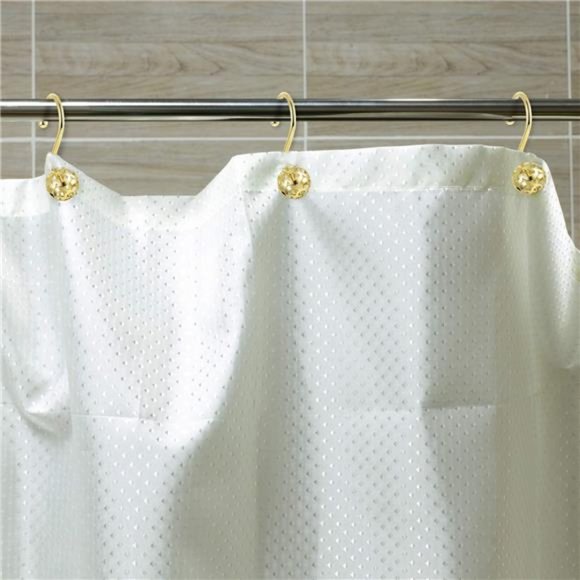 Gold Shower Curtain Hooks Rings,Set of 12 Brass Decorative Bling Metal Rustproof - Picture 6 of 6